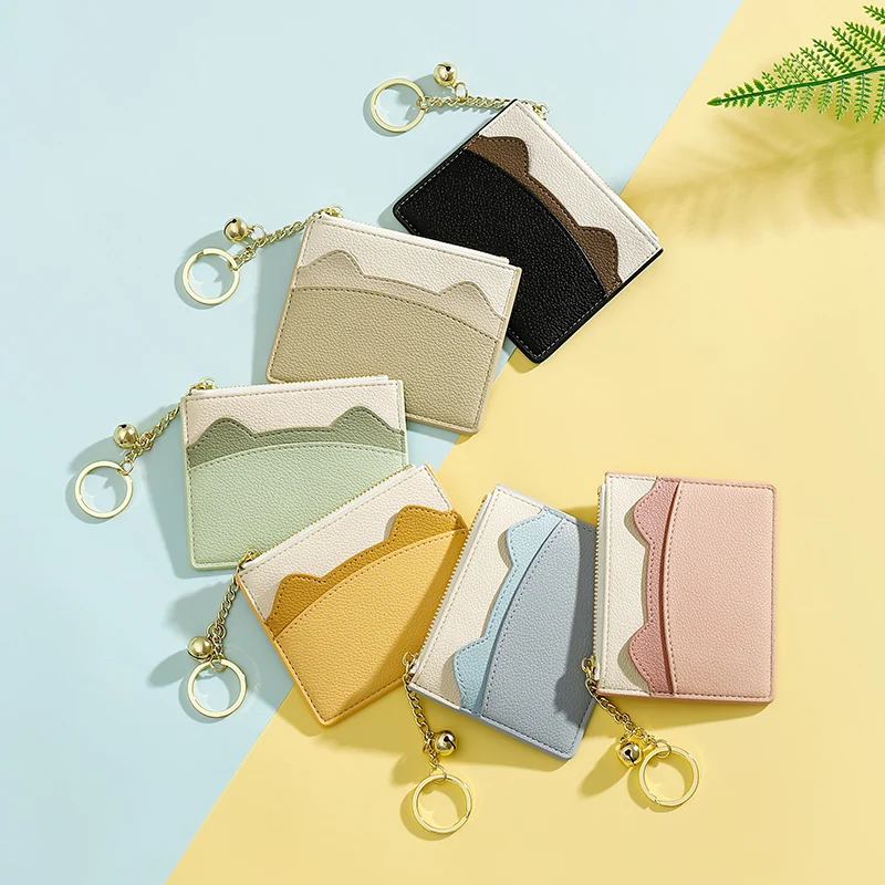 

Brand Card Holder Women Soft Leather Key Chain Bag Small Card Wallets Female Mini Credit Card Case Zipper Coin Bags