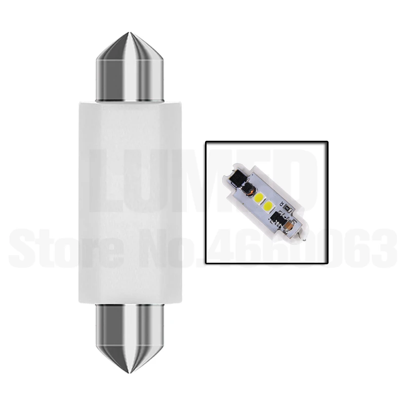 100x C5W светодиодная лампа для автомобиля Luces 2 3030 для интерьера, боковой фестунки, купола и чтения, DC 12-24V, IC керамики включен.