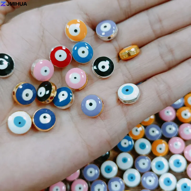 

15pcs/lot 10.5mm Turkish Evil Eye Beads Enamel Spacers Beaded For Jewelry Making Needlework Supplies DIY Bracelets Accessories