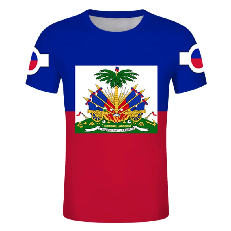 

Haiti Free Custom tshirt French Haitian Republic tshirts Flag Emblem Tee Shirts DIY HT Country Name Number T shirt
