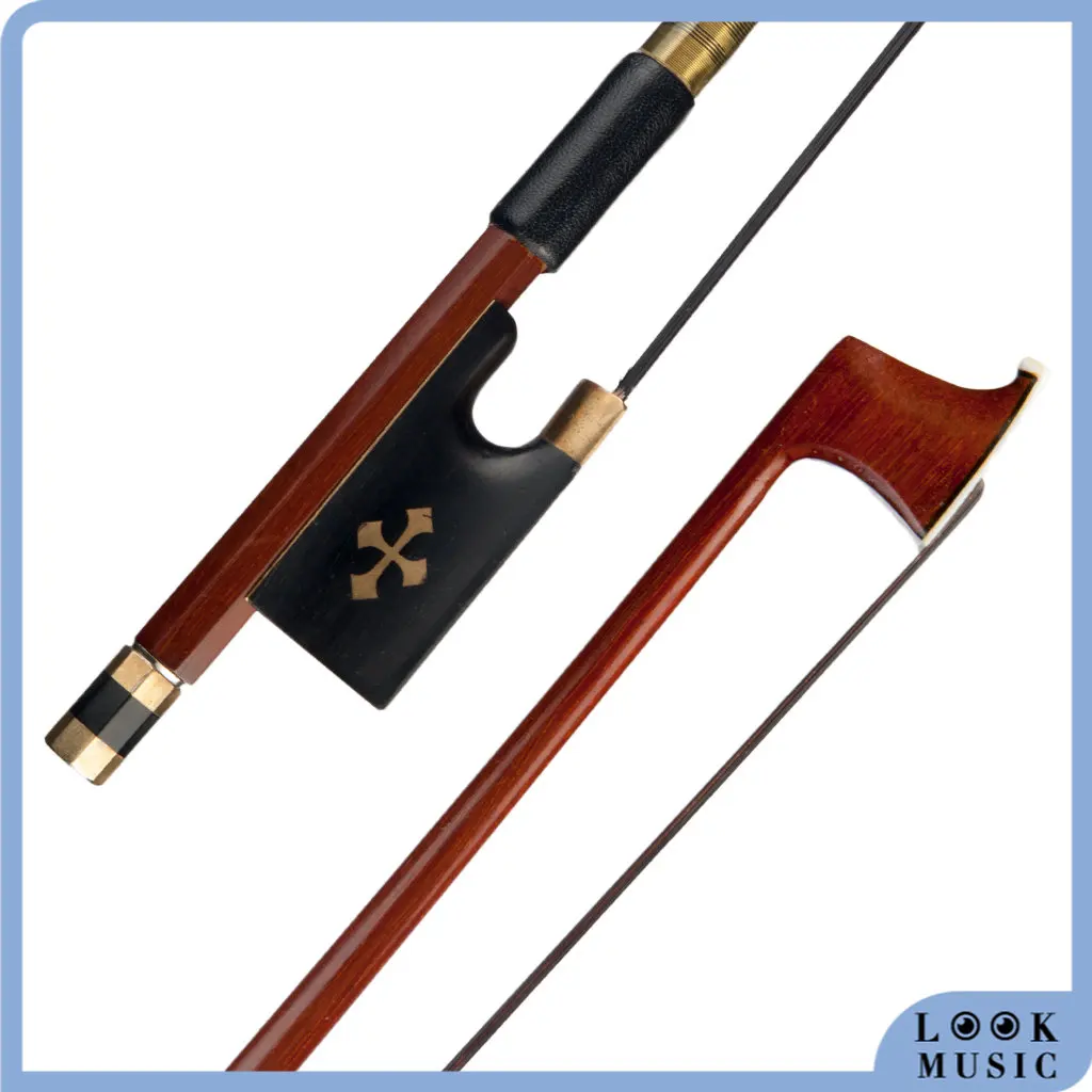 

LOOK Brazilwood 4/4 Violin Bow Brazil Wood Round Stick Sheepskin Wrap Mongolia Horsehair W/ Ebony Frog Professional Performance