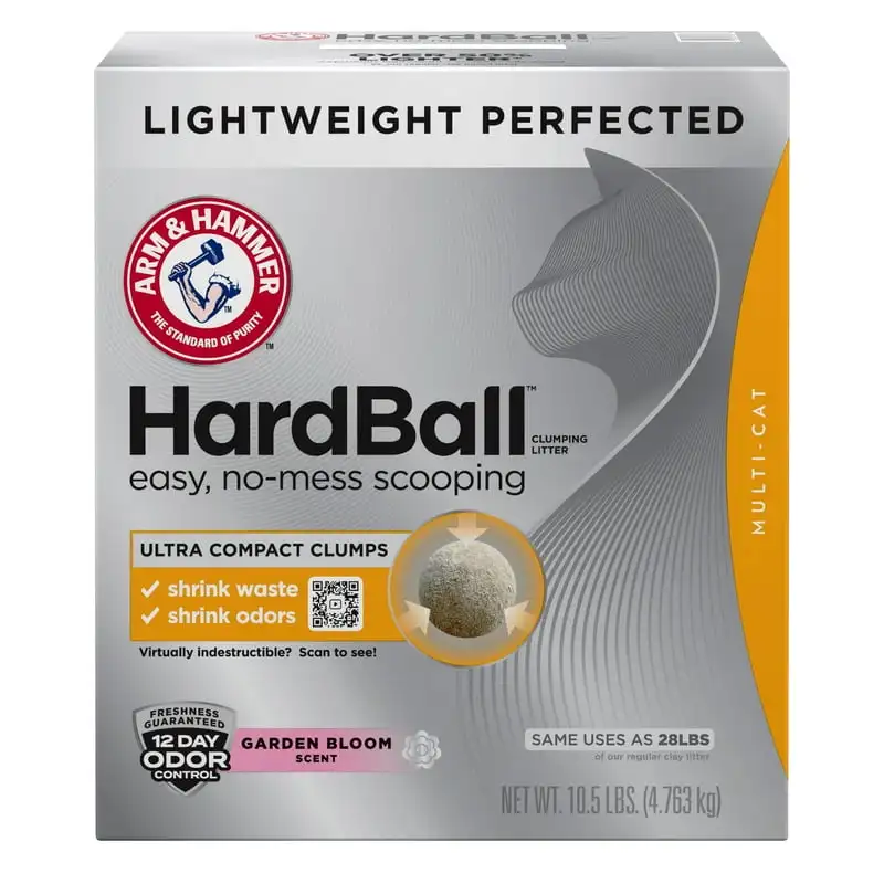 

Hammer Hardball Lightweight Easy -Mess Scooping Garden Bloom Scent Multi-Cat Clumping Litter, 10.5lb Cat brush Kitty litter box