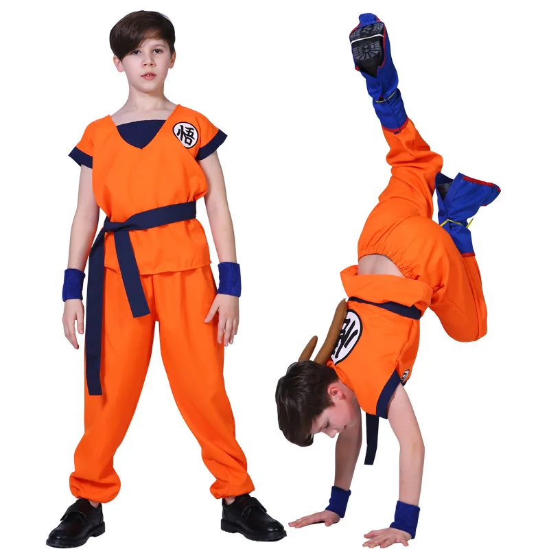 Anime Holiday Suits Son Goku Carnival anime Cosplay Costumes Top/Pant/Belt/Tail/wrister/Wig For Adult Kids