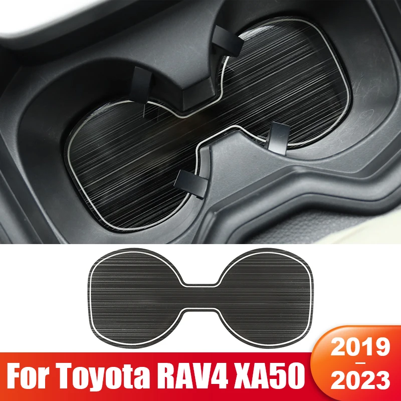 

For Toyota RAV4 XA50 2019 2020 2021 2022 2023 RAV 4 Hybrid Stainless Steel Car Water Cup Storage Box Pad Trim Mat Accessories