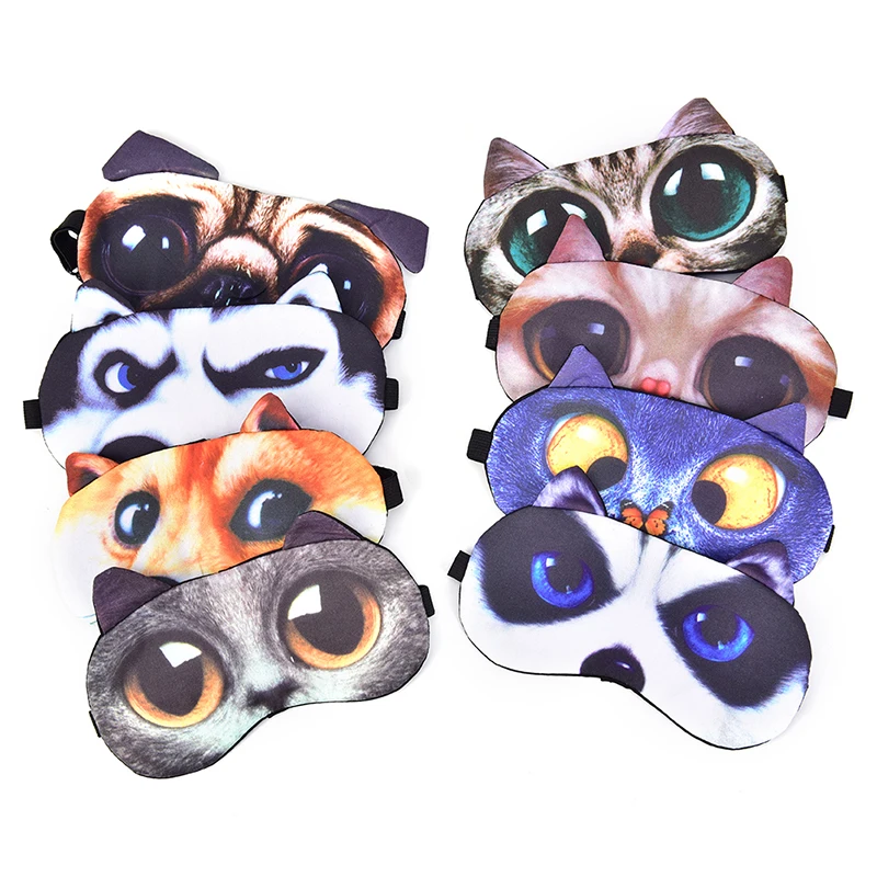 

Cute Cat Dog Sleep Mask Eyeshade Cover Natural Sleeping Soft Blindfold Eyepatch Sleep Eyeshade Eye Cover Women Men Eye Mask