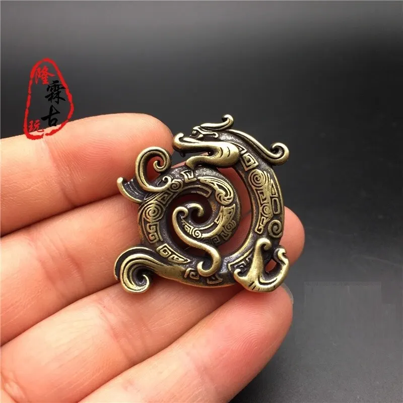 

Antique Copper Carving Dragon Shaped Incense Insert Small Ornament