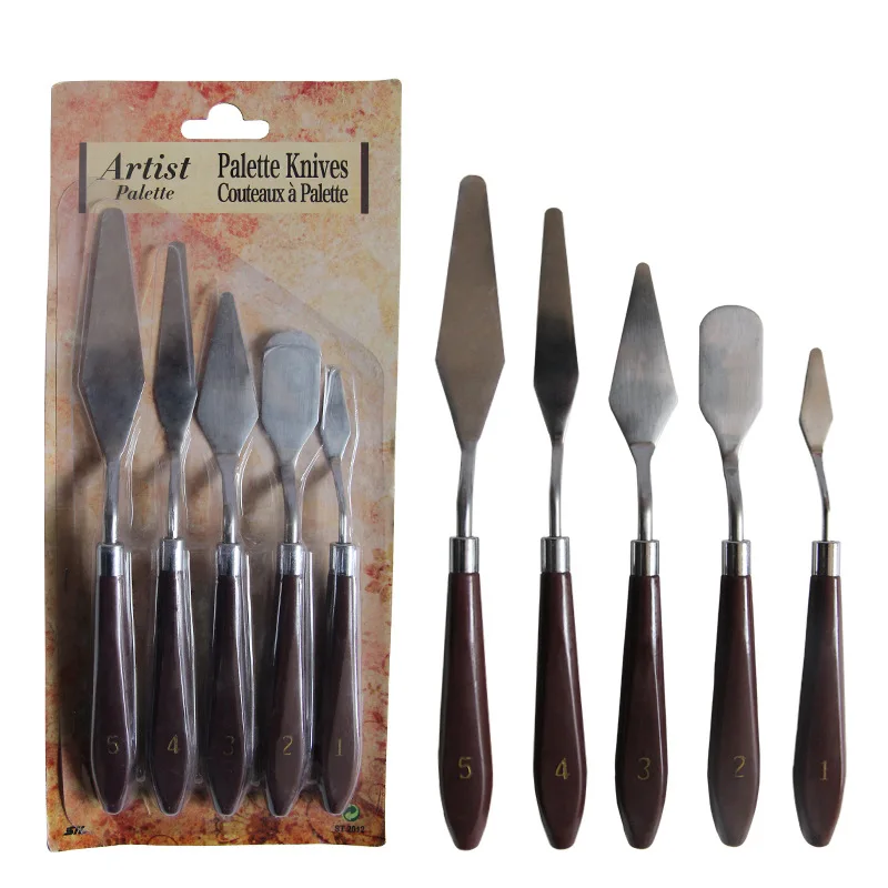 

Smooth Plastic Handle Oil Paint Special Color Scraper 5 Sets of Stainless Steel Shovel Pottery Clay Painting Tools