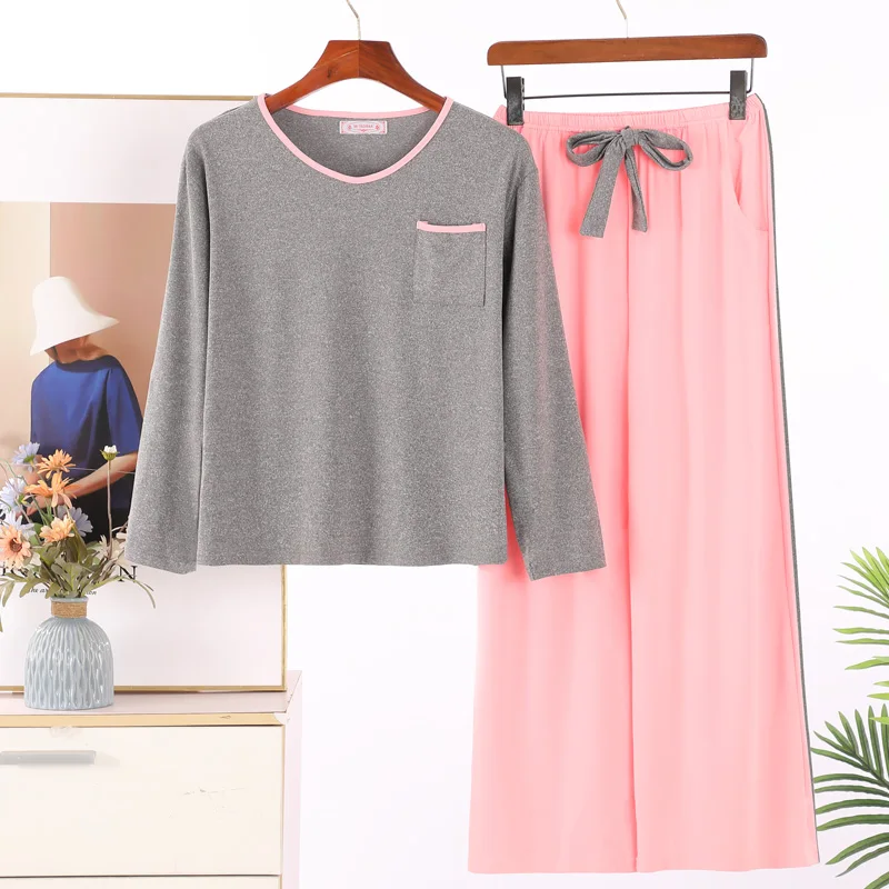 CAIYIER Autumn Winter V-Neck Long Sleeve Trousers Sleepwear Women Lounge Wear Lingere Female Night Suit With Chest Pad Pyjamas