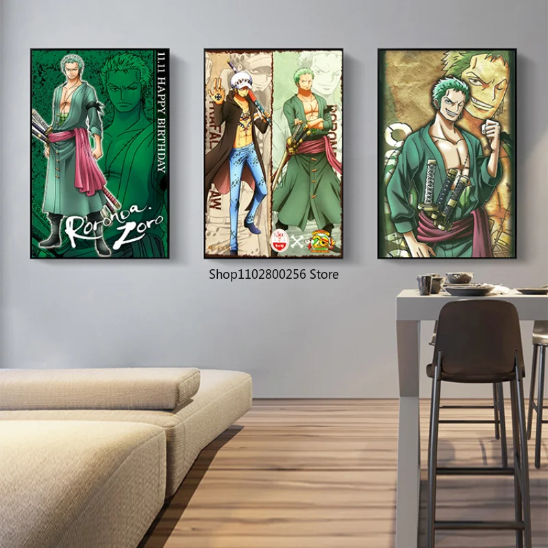 

Japan Anime Retro Cartoon Canvas Painting One Piece Roronoa Zoro Art Posters Print Mural Pictures Home Wall Aesthetic Decorative