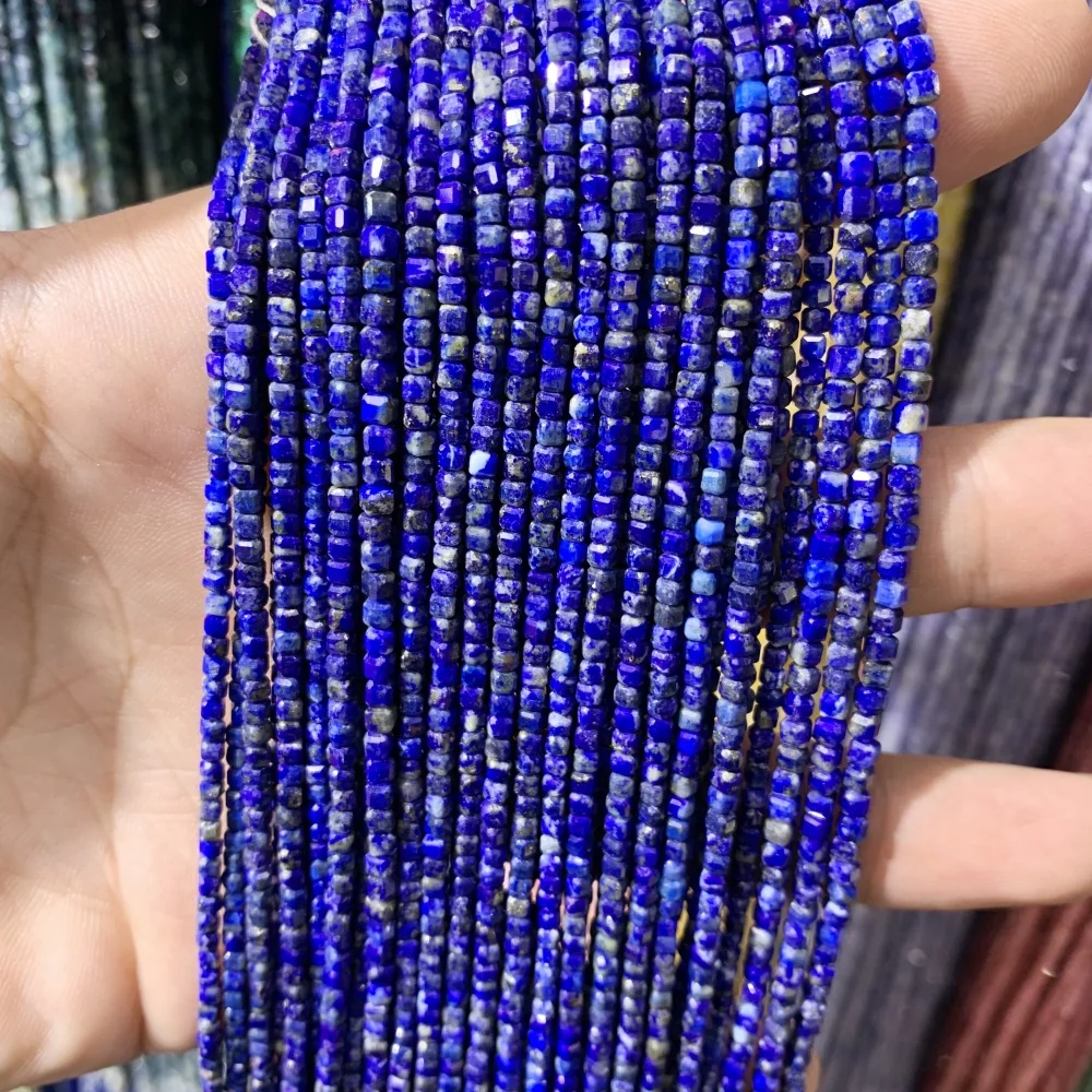 Натуральные граненые бусины 2x2 мм из турмалина лазурита агата кубика квадратный