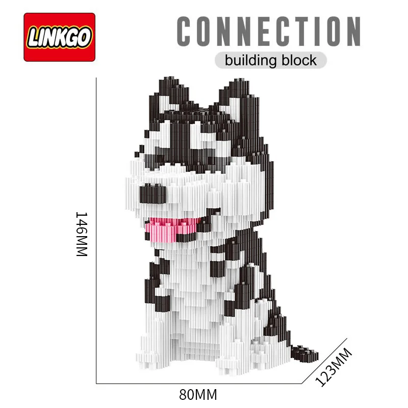 Фото Конструктор Linkgo: Фигурки животных (бульдог, хаски, корги, немецкая овчарка), игрушки для кошек и собак, кирпичики-фигурки, рождественский подарок для любителей животных №5