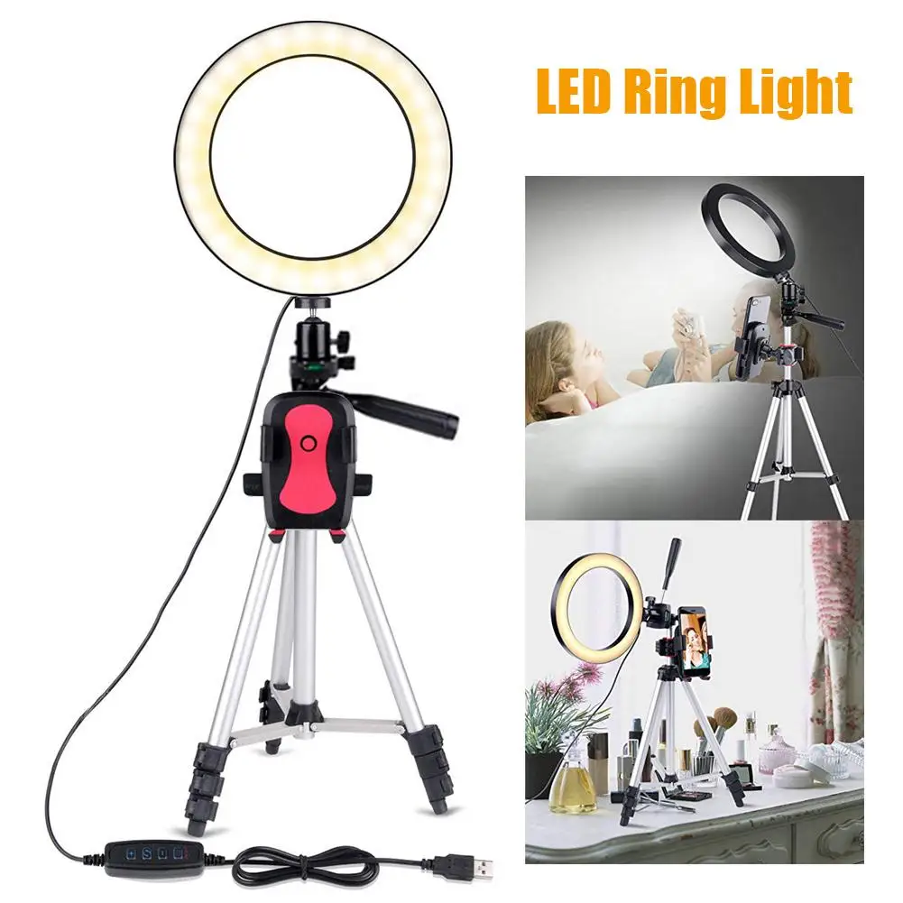 

7.9 inch Photo Studio Phone Video LED Light Beauty Ring Photography Dimmable Fill-in Light Lamp+Tripod for Selfie Live Show