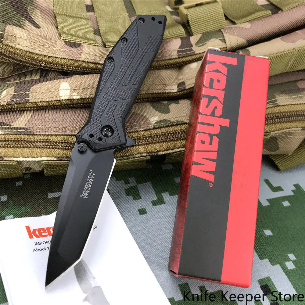 

Quality KERSHAW 1990 Black Outdoor Folding Knife Portable Pocket Clip Camping Hunting Knife Kitchen Paring Tools with Gift Box