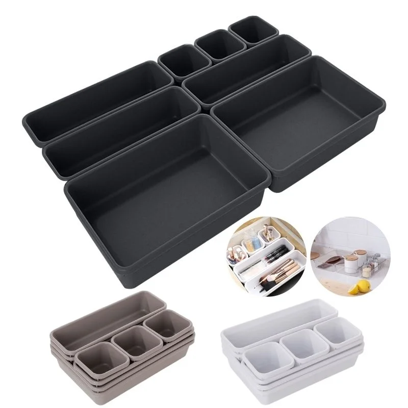 

8pcs Household Drawer Organizers Dustproof Desk Stationery Storage Box Women Makeup Organizer for Kitchen Bathroom accessories
