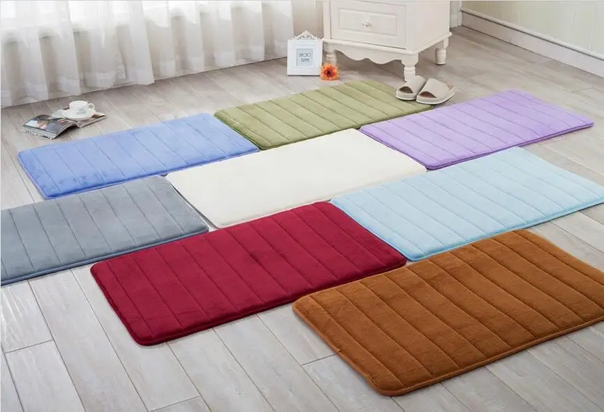 

Household Bath Mat Coral Fleece Bathroom Carpet Absorbent Non slip Carpet Sponge Absorbent Washable Floor Mat