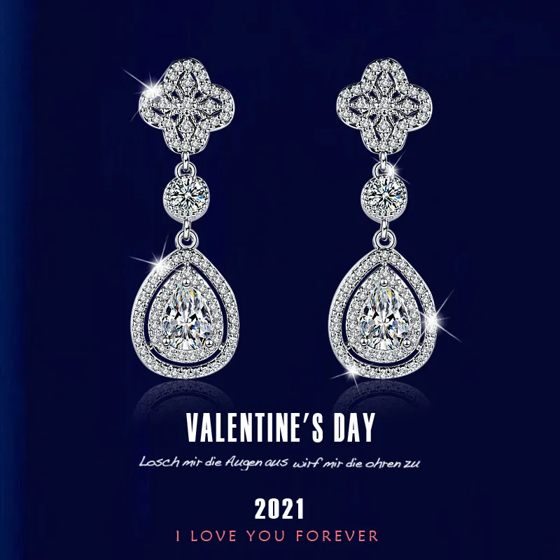 

Роскошные серьги в форме капли на День святого Валентина, длинные серьги-гвоздики с кисточками из циркония, женские серьги на день рождения ...