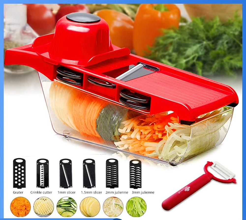 

Vegetable Cutter Grater for Vegetables Slicers Shredders Multi Slicer Peeler Carrot Fruit 6 in 1 Gadgets Vegetable Cutting Tools