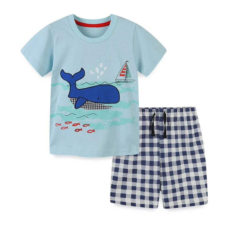 

Boys' Suits Summer New Knitted Cotton Round Neck Two-piece Sets Shorts Boys Outfits Kids Boutique Clothing Wholesale