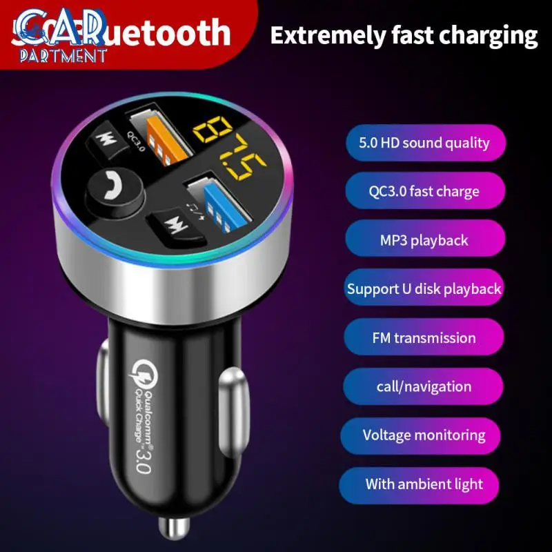 

Portable Car Charger With Digital Display Car Mp3 Bluetooth Player Multifunctional 3.1a Fm Transmitter Car Accessories