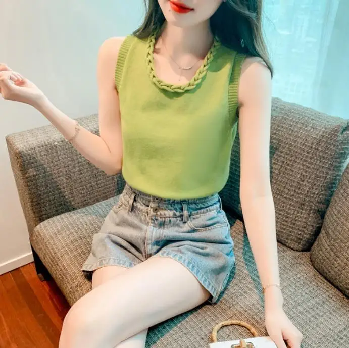 

T-shirt strap knit sweater vest female
