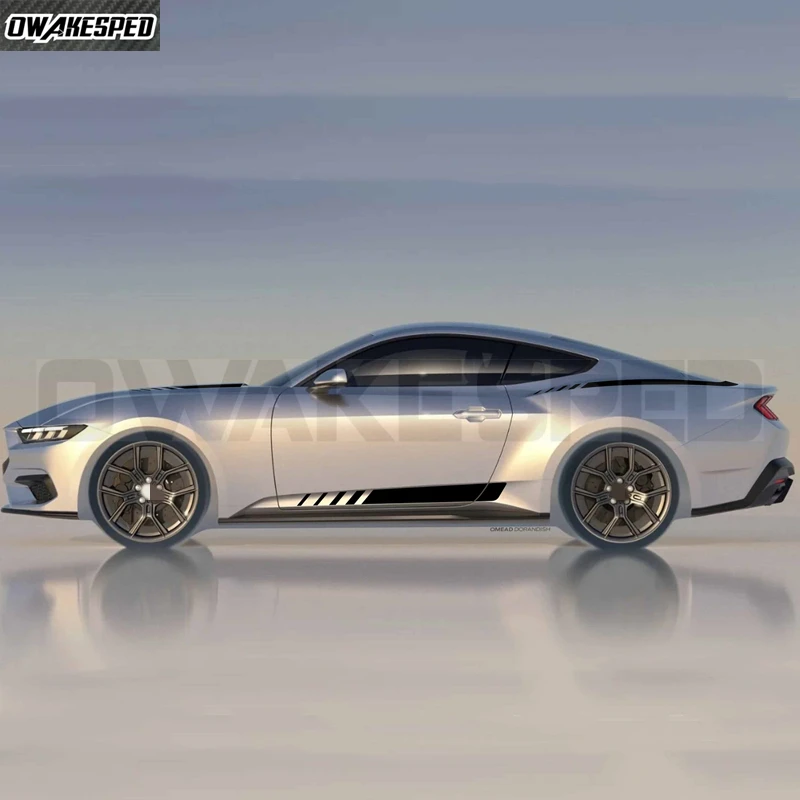 Фото Набор из 6 наклеек-декалей для Ford Mustang 2024-2026: на крышку двигателя, боковые полосы дверей, задние крылья. Аксессуары. №2