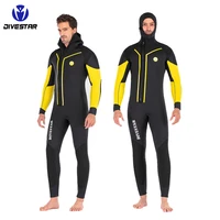 7mm neoprene diving suit mens one piece front zipper with hood warm cold protection diving suit underwater hunting diving suit