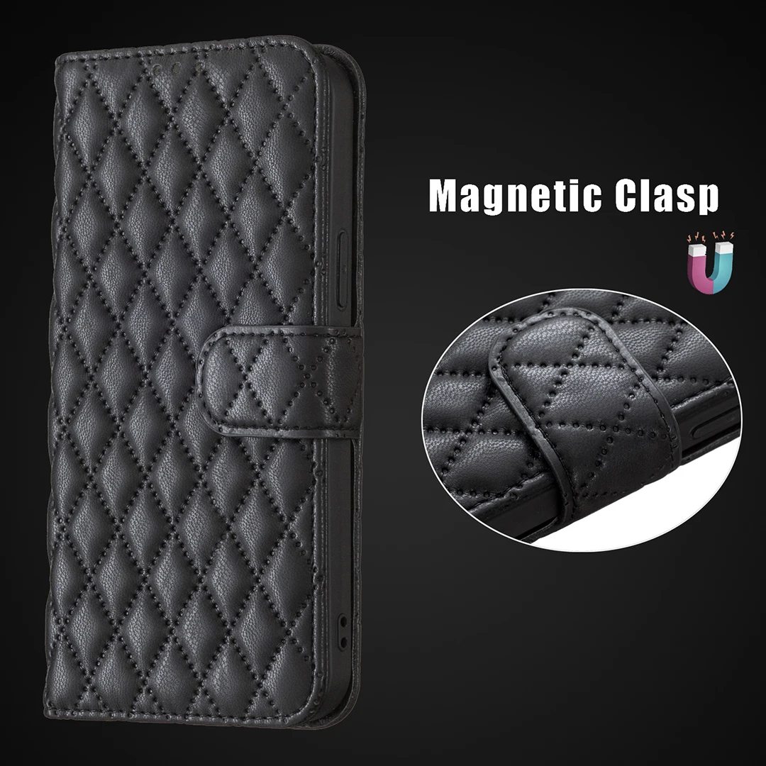 

Rhombus PU Leather Case For Xiaomi Mi 12T Pro 11T 10T 11 Lite 11i Poco C31 X3 NFC M3 F3 Flip Wallet Card Bags Kickstand Cover