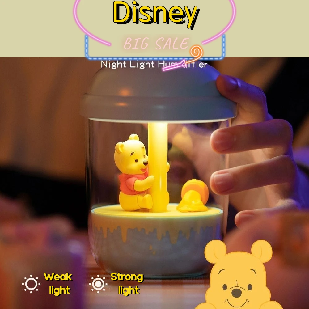 

Disney cartoon Humidifier Small Night Lamp Cute Winnie the Pooth Bedroom Office Wireless Moisturizing Spray Toy Kids home decor