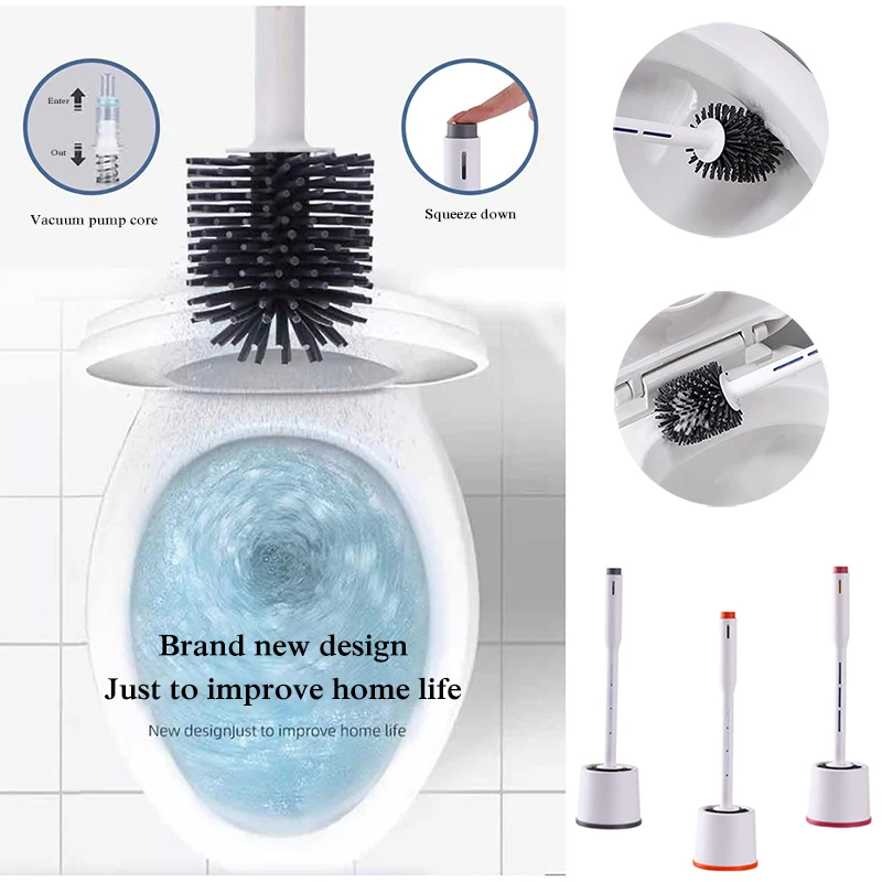 

Silicone Toilet Brush with Base Detergent Refillable No Dead Corners Wash Cleaning Household WC Soft brush Bathroom Toilet Tool