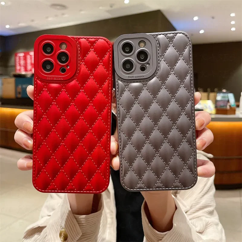 

Matte Glossy Soft Silicone Mesh Phone Case For iPhone 13 12 Pro Max 11 XS XR 7 8 Plus Coque Funda Etui 3D Plain Color