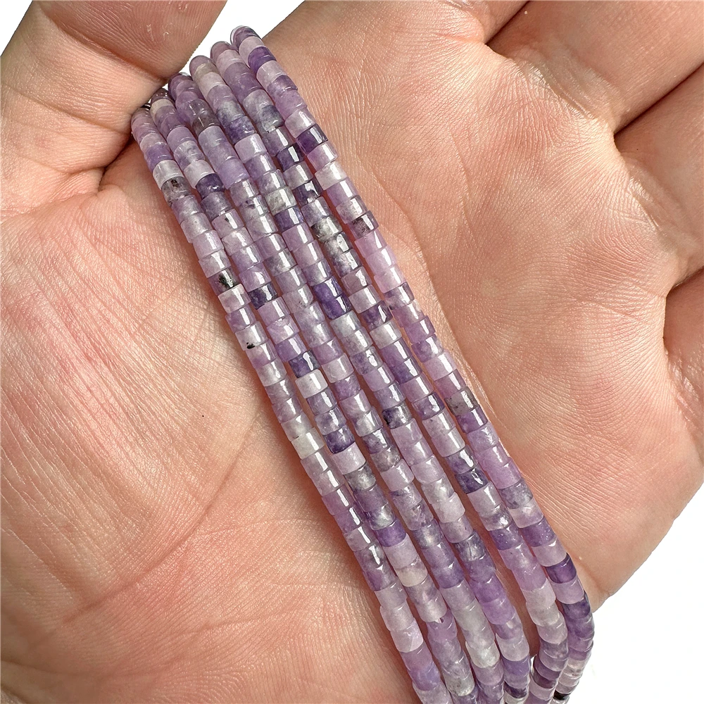 Бусины Из Натурального аметиста 2x3 мм плоские круглые бусины из фиолетового