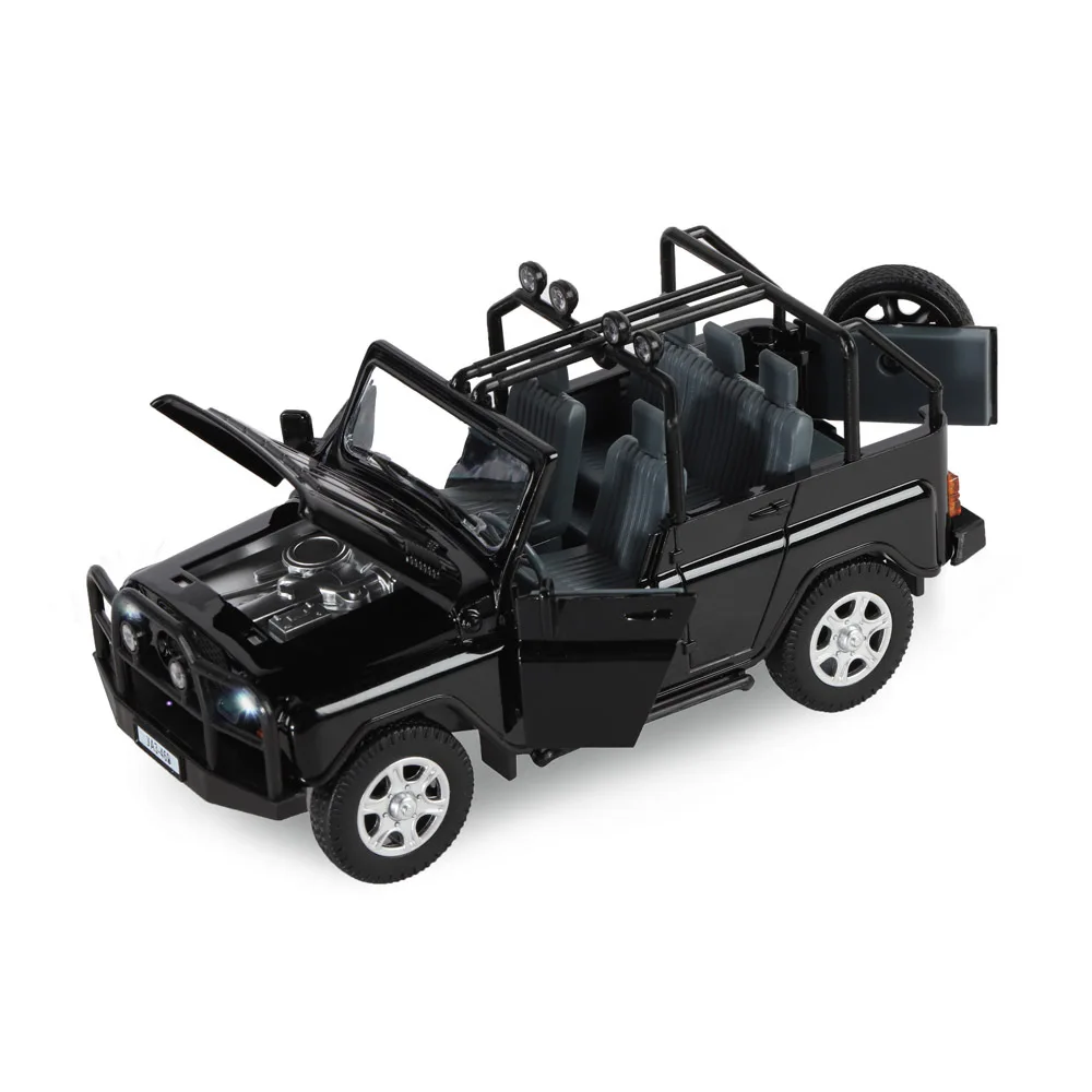 Машинка металлическая инерционная коллекционная модель УАЗ-469 1:24 открываются