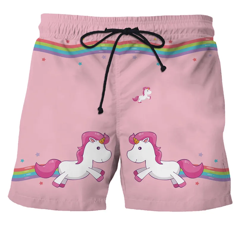 

Шорты мужские и женские с 3D-принтом единорога, Повседневные Дышащие купальники с мультяшным рисунком, лето 2020