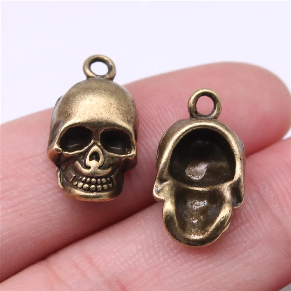 

10 шт., подвески в виде черепа из античной бронзы, 21 х12 мм, A13460