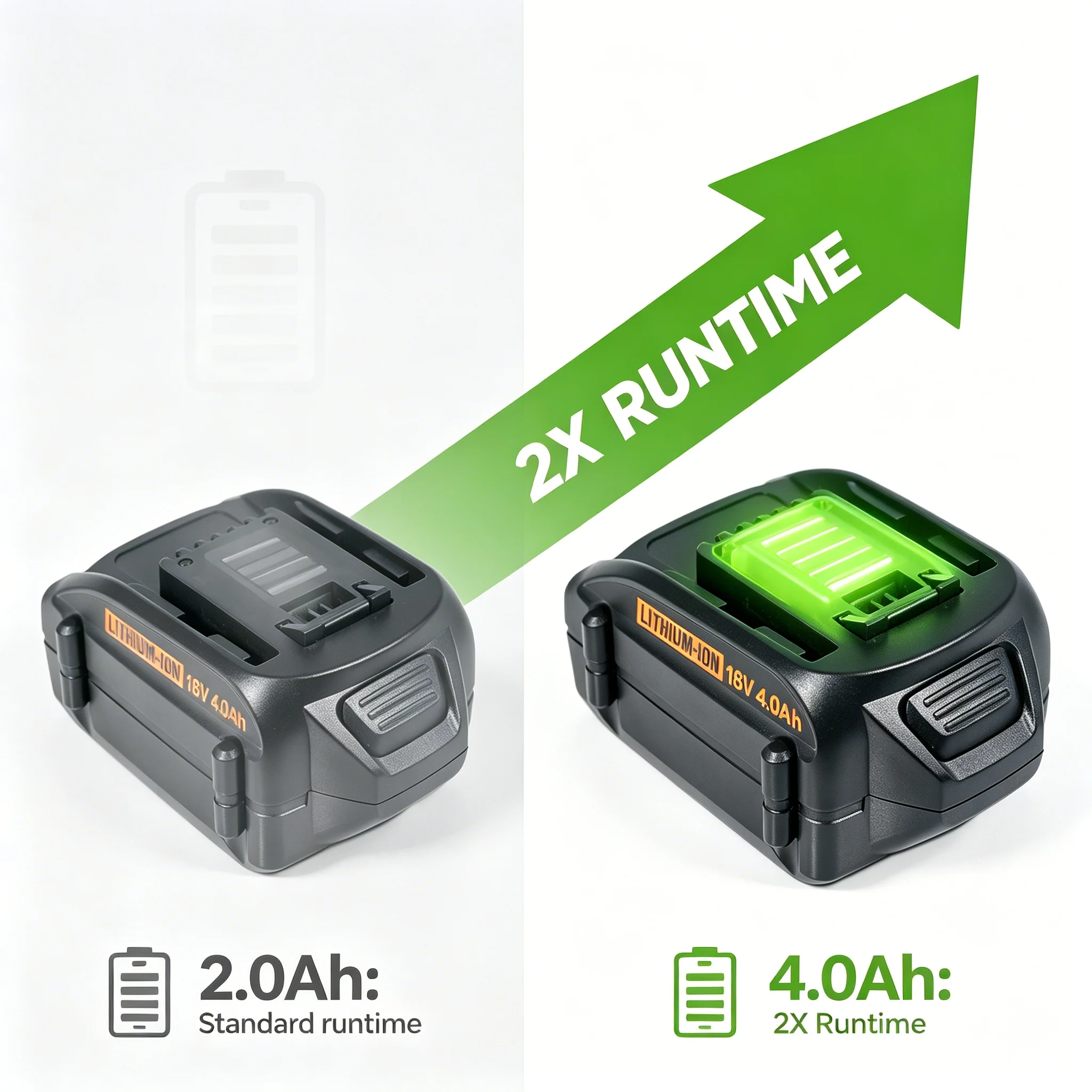 Фото Аккумуляторная литиевая батарея WORX 18V 4000 мАч для инструментов WA3553, WA3551, WA3553.1, WA3572, WX390, перезаряжаемая. №1