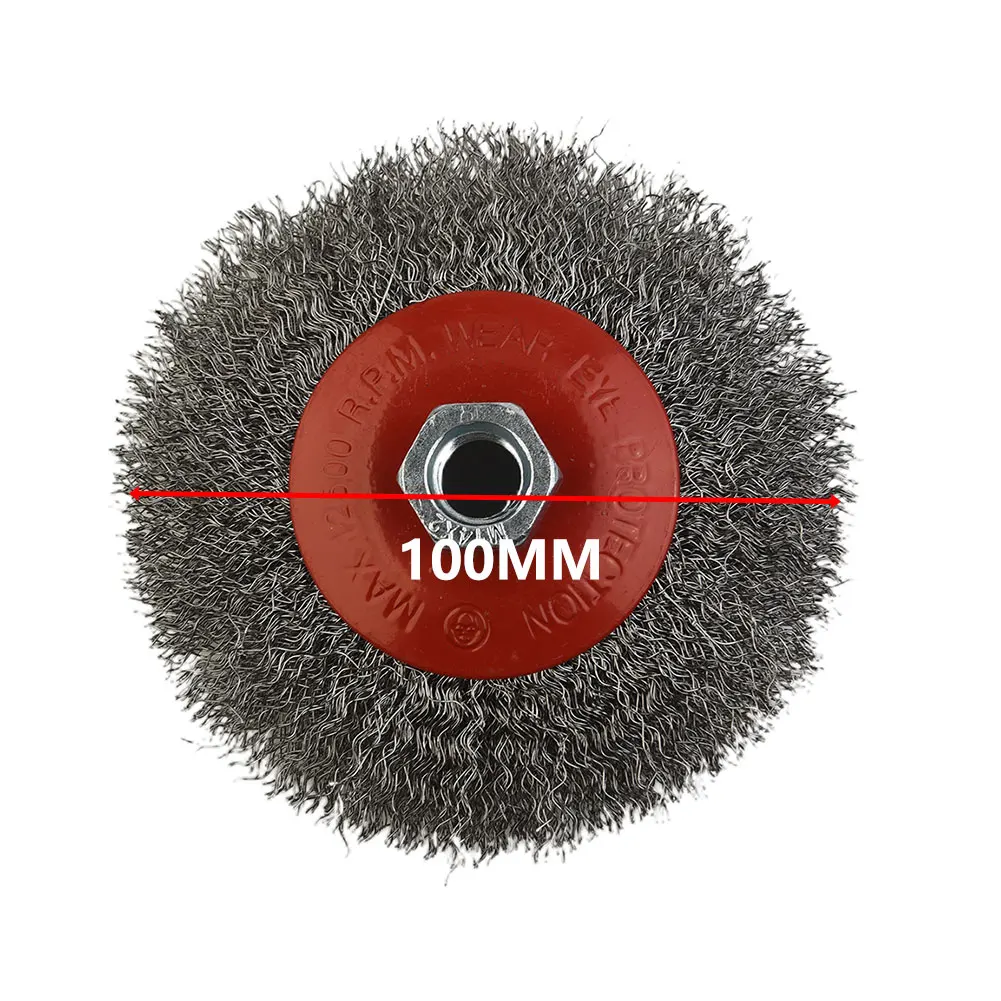 

100mm M14 Thread Rotary Stainless Steel Wire Brush Crimp Bevel Wheel Angle Grinder Rust Removal For Metalworking