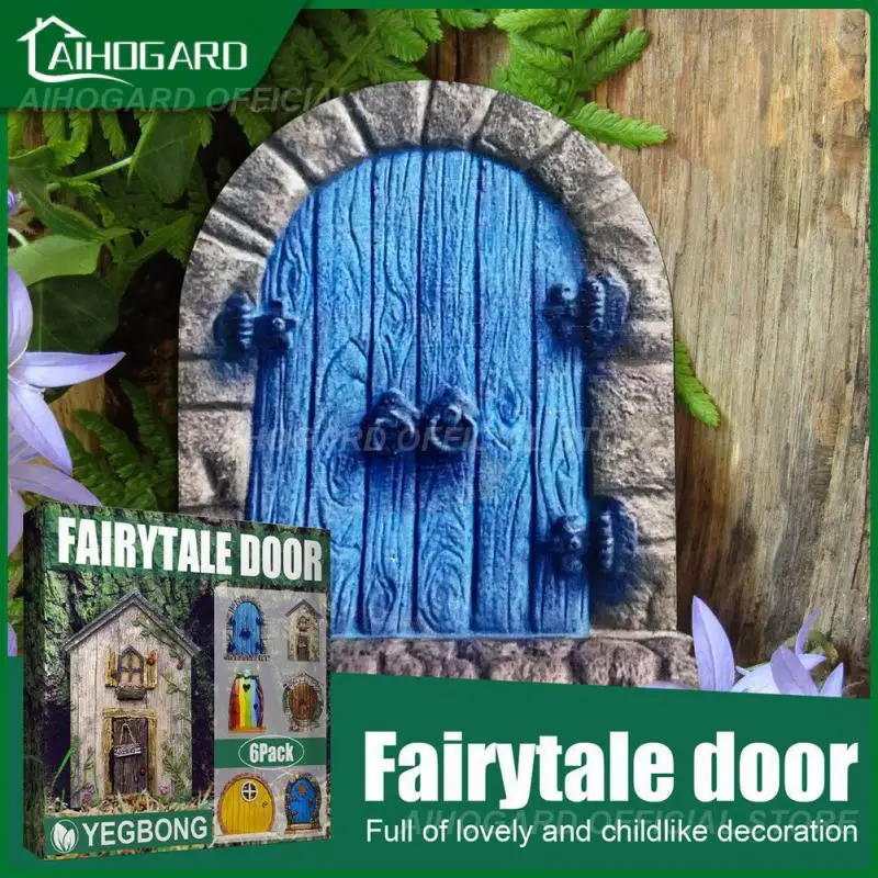 

Миниатюрная сказочная дверь «сделай сам», винтажная садовая дверь, мини 6 шт., украшение для двери эльфа, садовое дерево, искусственное дерев...