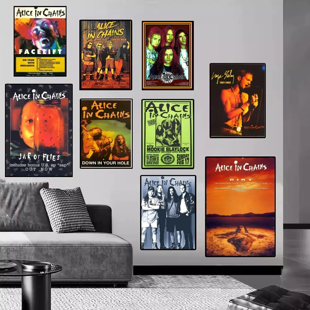 A-Alice I-In C-Chains Ретро Стиль Плакат Наклейки HD Качественный Клей Изображение Для