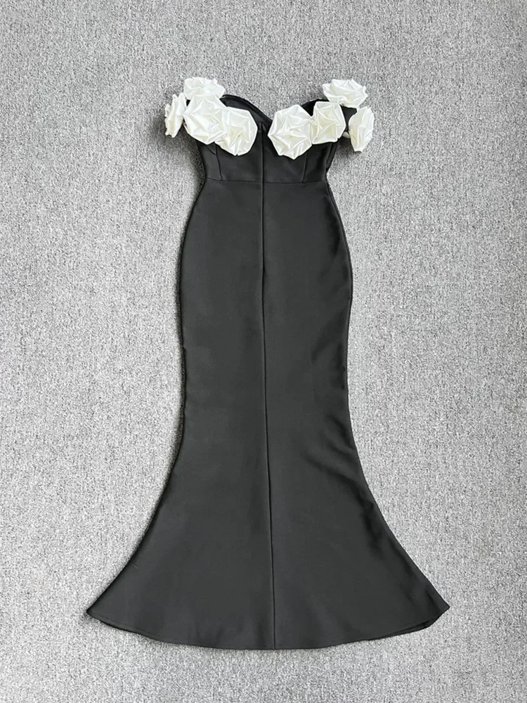 Женское летнее сексуальное платье знаменитостей с открытыми плечами и черным