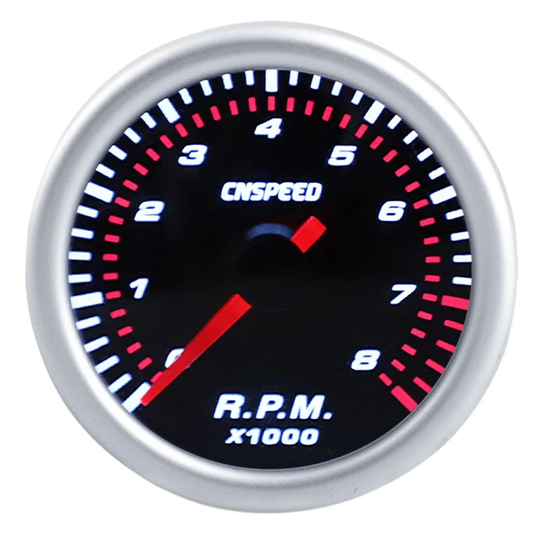 

CNSPEED 2Inch 52mm Auto Car Tachometer Tacho Gauge 0-8000 RPM 12V Universal Car Motor White Led Meter Pointer RPM