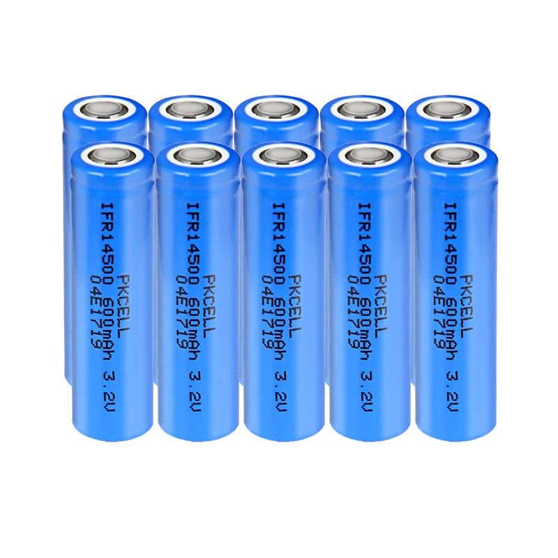 

10pcs PKCELL IFR 14500 3.2V IFR14500 Li-ion Battery 600mah LiFePO4 AA Rechargeable Lithium Batteries cell for camera