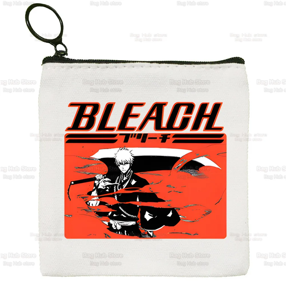 Bleach Kurosaki Ichigo Manga Japanese Anime Canvas Coin Purse Canvas Bag Small Square Bag Key Bag Card Bag Cartoon Coin Bag