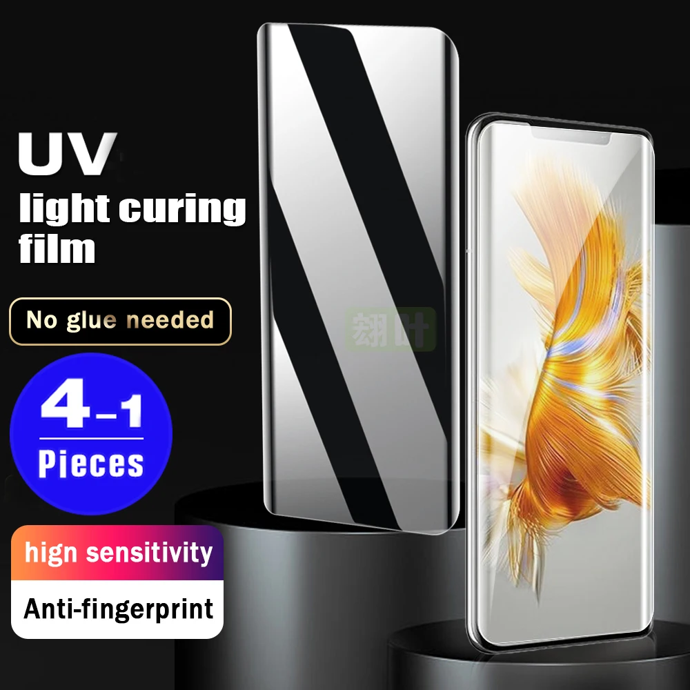 

1-4Pcs UV light curing film Not Glass For Huawei mate 50 RS 40 pro plus 30 30E P30 P40 P50 P60 Art 40E phone screen protector HD