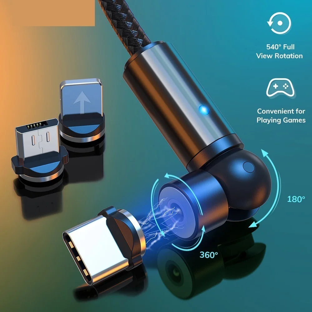 

2022 New 540 Rotate Magnetic Cable Micro USB Type C Cable Magnetic Charging Charger Cable For IPhone 11 Pro XS Samsung Xiaomi