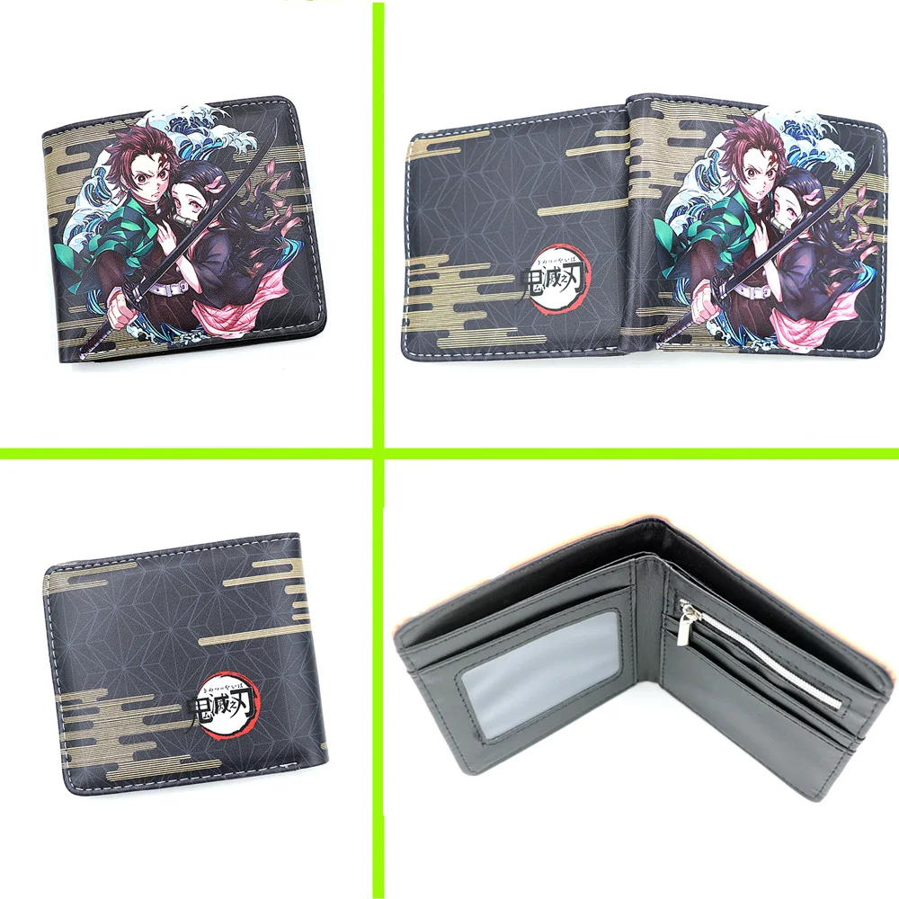 

Cartoon Demon Slayer Kimetsu No Yaiba Kamado Tanjirou Card Holder Purse Colorful Short Coin Purse for Man Woman
