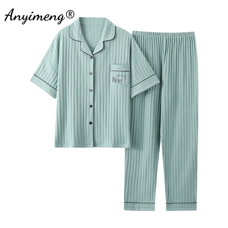M-5XL Big Size 2022 Fashion Cotton Pajamas Set for Women Summer Shawl Collar Pj Short Sleeve Long Pants Loungewear Woman Pijamas
M-5XL Big Size 2022 Fashion Cotton Pajamas Set for Women Summer Shawl Collar Pj Short Sleeve Long Pants Loungewear Woman Pijamas