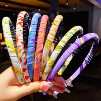 elegant colorful print hairbands for women trendy toothed non slip hair combs hair accessories girl face wash sports headbands