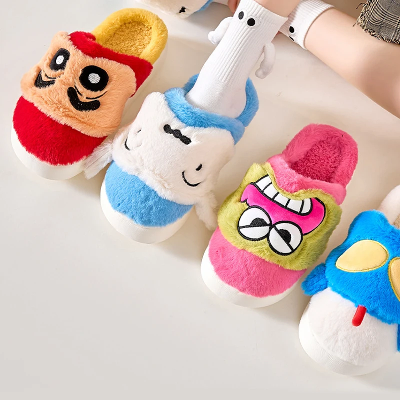 

Crayon Shin-chan Plush Indoor Outdoor Slippers Cartoon Cute Anti-slip Winter Warm Kawaii Thickened Home Soft Breathable Shoe