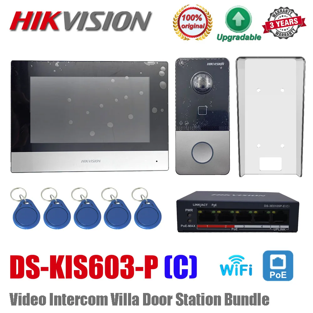 

Hikvision DS-KIS603-P (C) комплект видеодомофона DS-KV6113-WPE1 (C) Φ-WTE1 Standard POE дверной звонок, дверная станция, Wi-Fi монитор