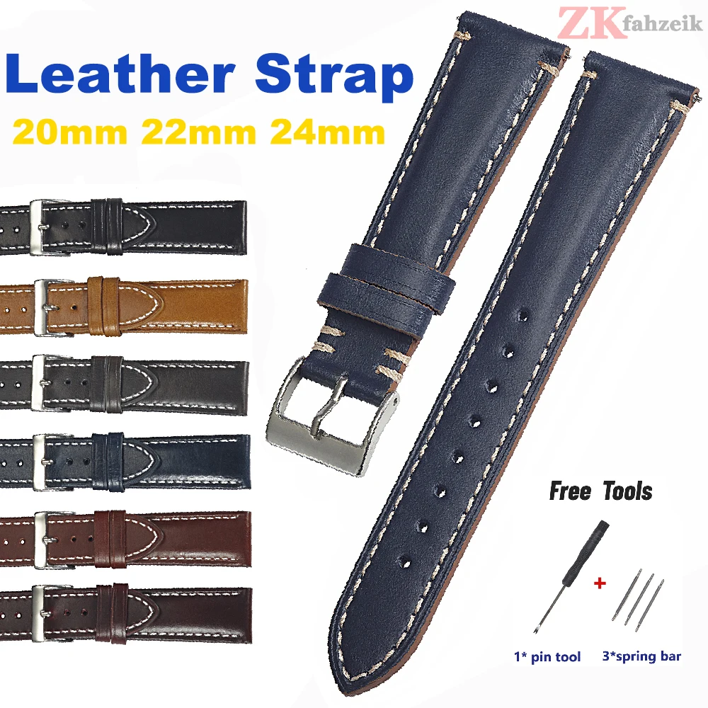Коричневые Кожаные Ремешки Для Часов Традиционных 20 Мм 22 24 Умных